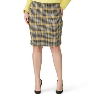 Diane von Furstenberg Women's Lenna Plaid Wool Blend Knit Pencil Skirt • Sz XL ⬇